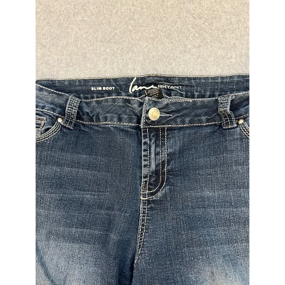 Lane Bryant Slim Bootcut Jeans Women's Plus 18 Blue Medium Wash Y2K Flap Pocket‎